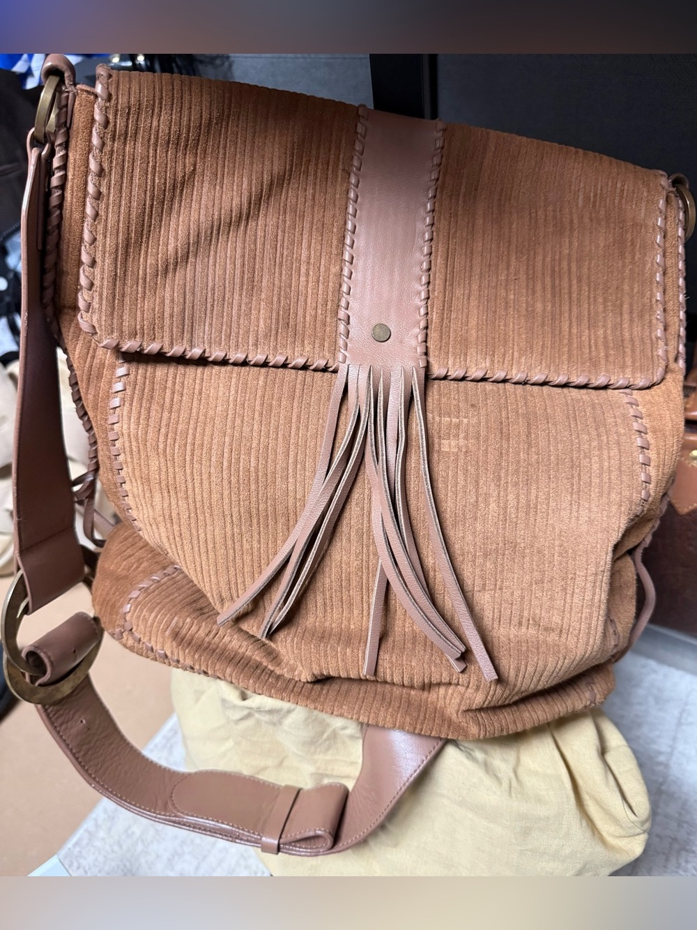 VGC/Excellent Condition Auth Givenchy Brown Textured Fringe Crossbody Bag!